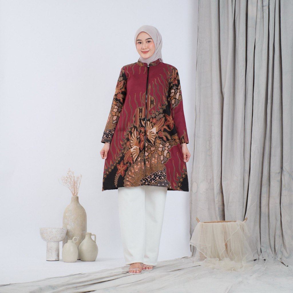 Tunik Tunic Kemeja Baju Atasan Seragam Batik Lebaran Hari Raya Idul Fitri Terbaru 2026 Wanita Muslim