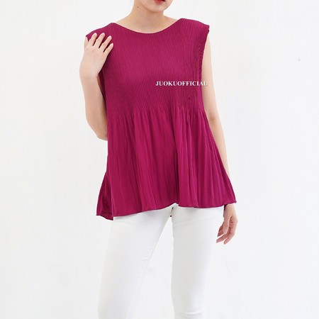 Atasan Plisket Lidi Cabang Tanpa Lengan / Baju Plisket / Tanktop Plisket / Pleated Top