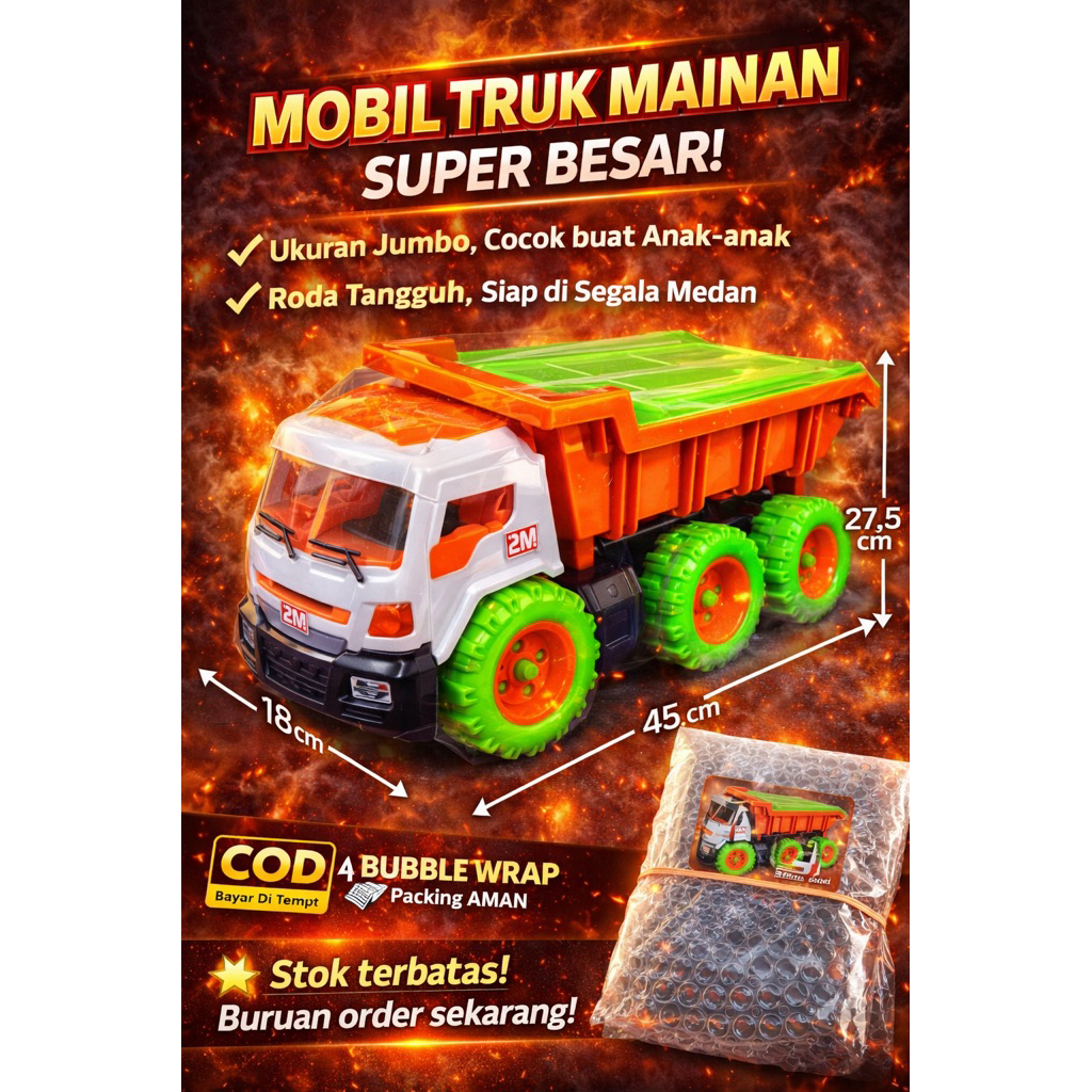 Mainan Dump Truk Jumbo Anak / Mobil Truk Pasir Besar Plastik Kuat
