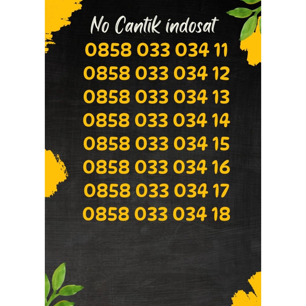 NOCAN CANTIK INDOSAT SERI 033034