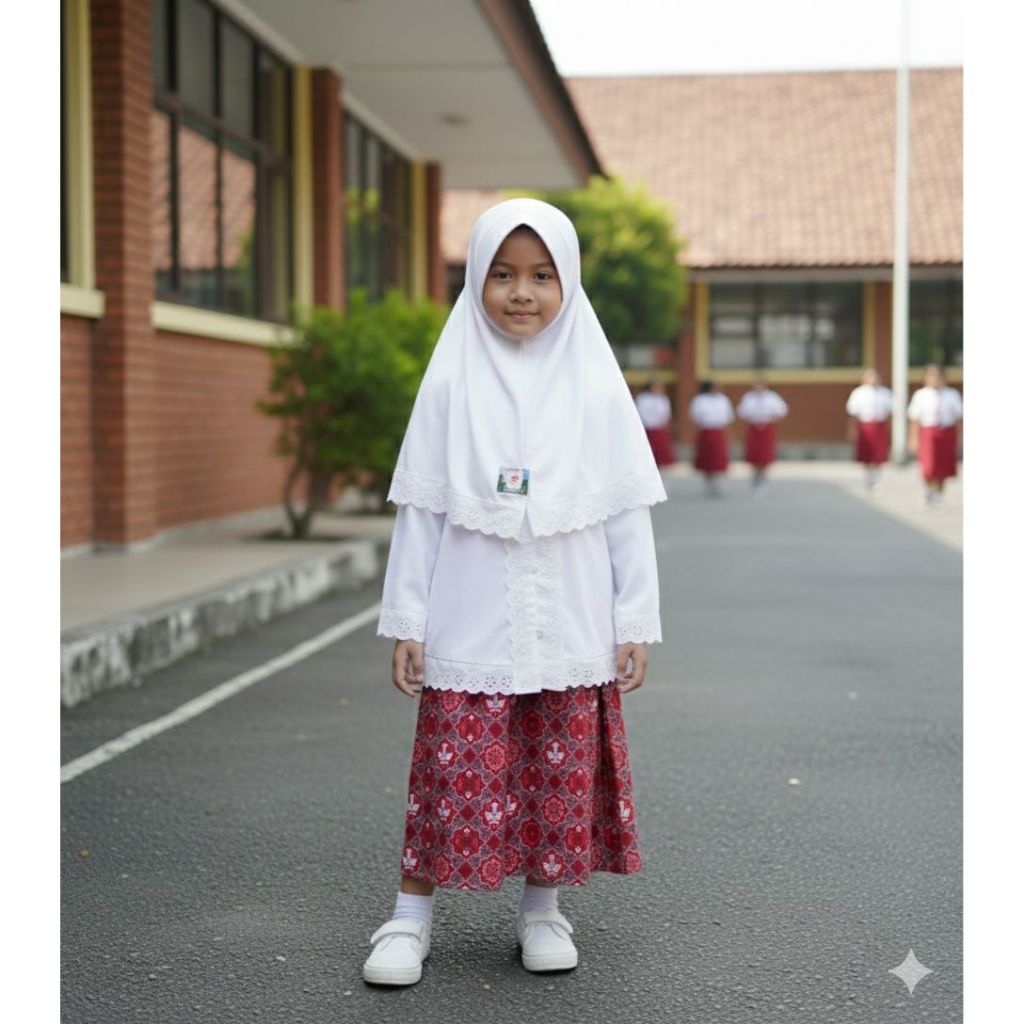 Setelan Kebaya Sunda Anak Sekolah TK SD SMP SMA Setelan Seragam Lengan Panjang Muslim Usia 5–18 Tahu