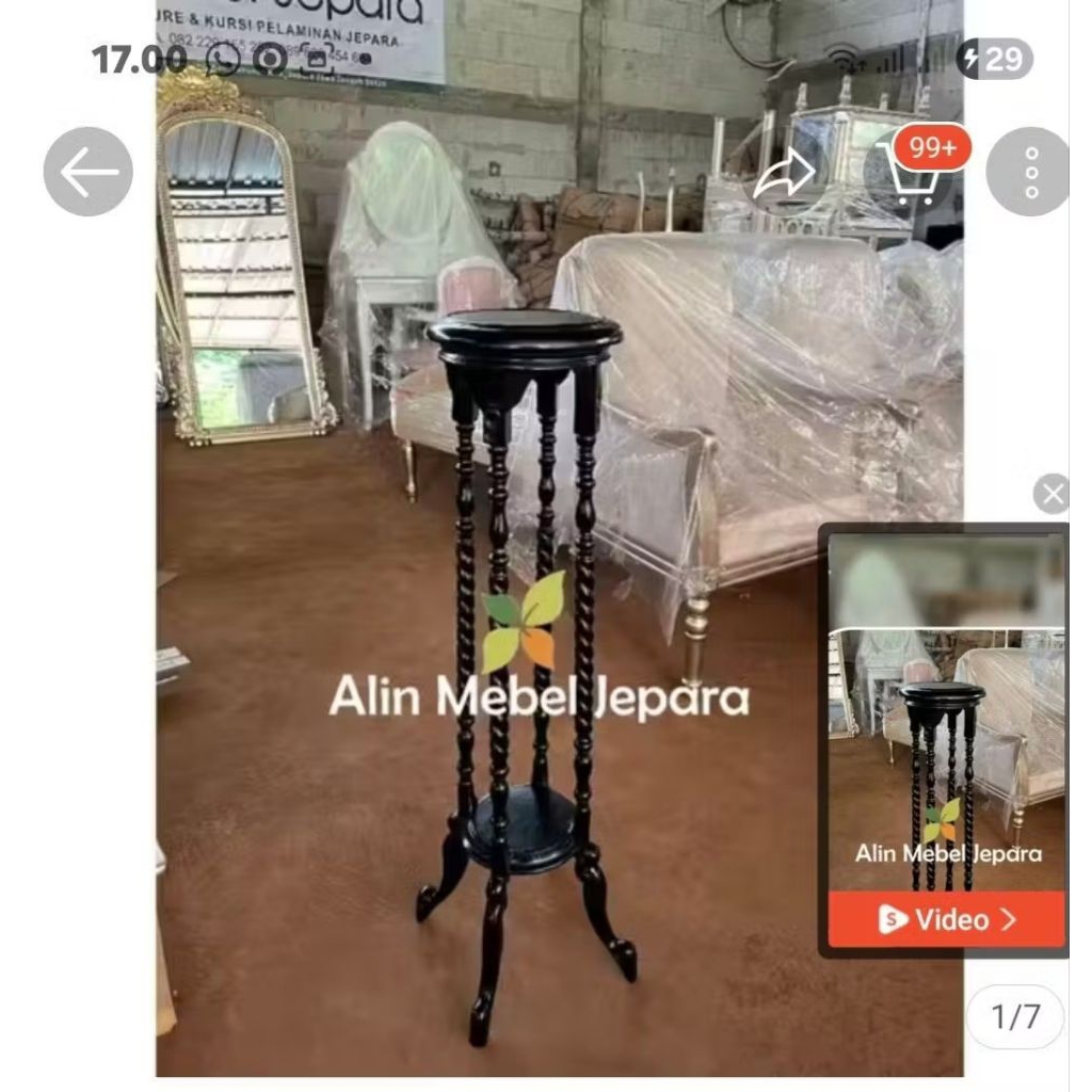 Meja Hias Tempat Vas Bunga Kayu Jati Furniture Jepara