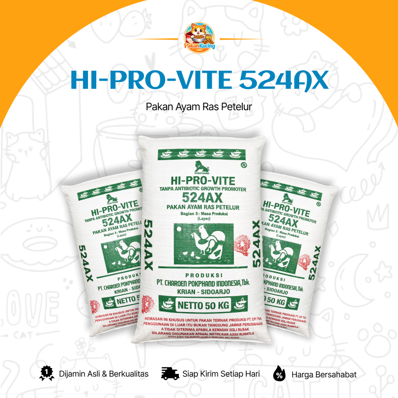 HI-PRO-VITE 524AX – Pakan Ayam Petelur Produksi | REPACK | Pokphand | PakanKucingCom