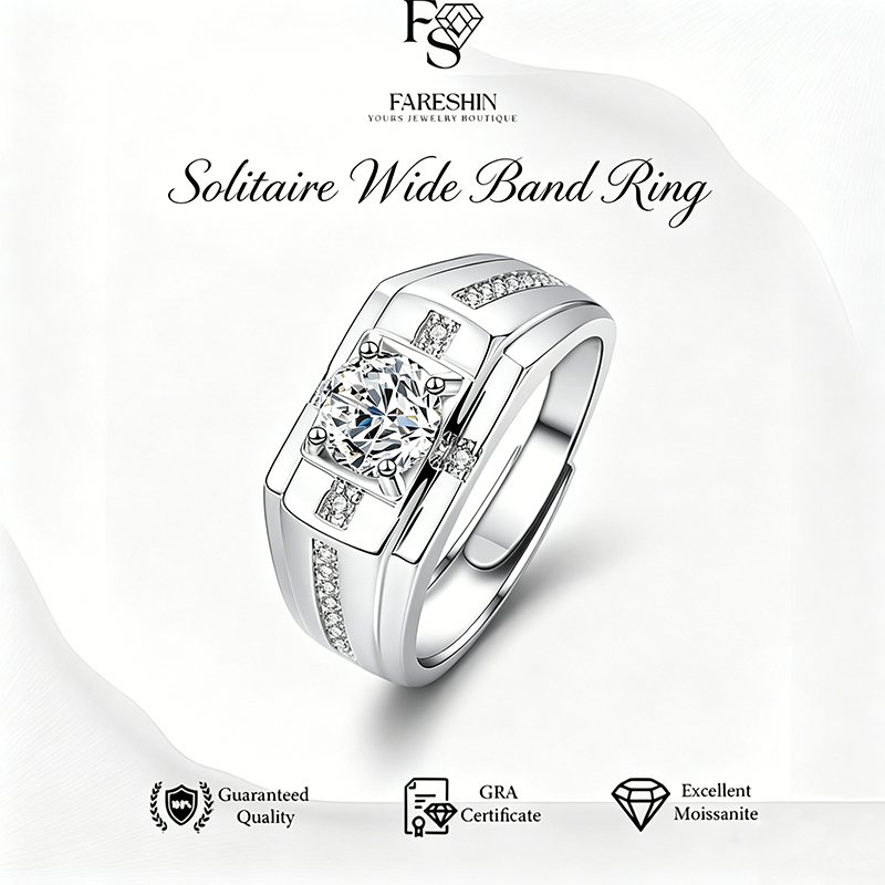 Fareshin_Cincin Pria Moissanite Original Sertifikat GRA_Platinum Ksatria Ring