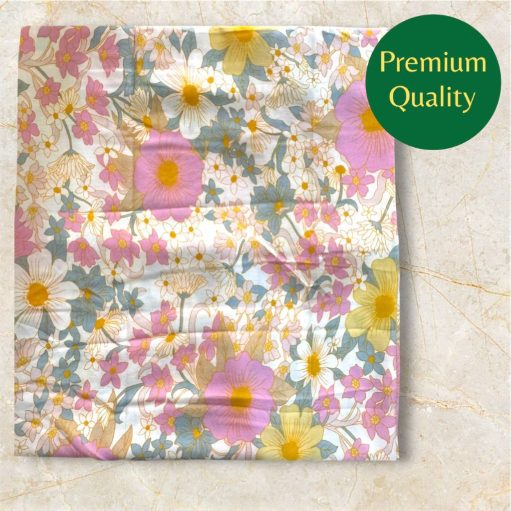 kain katun rayon viscose premium motif bunga besar