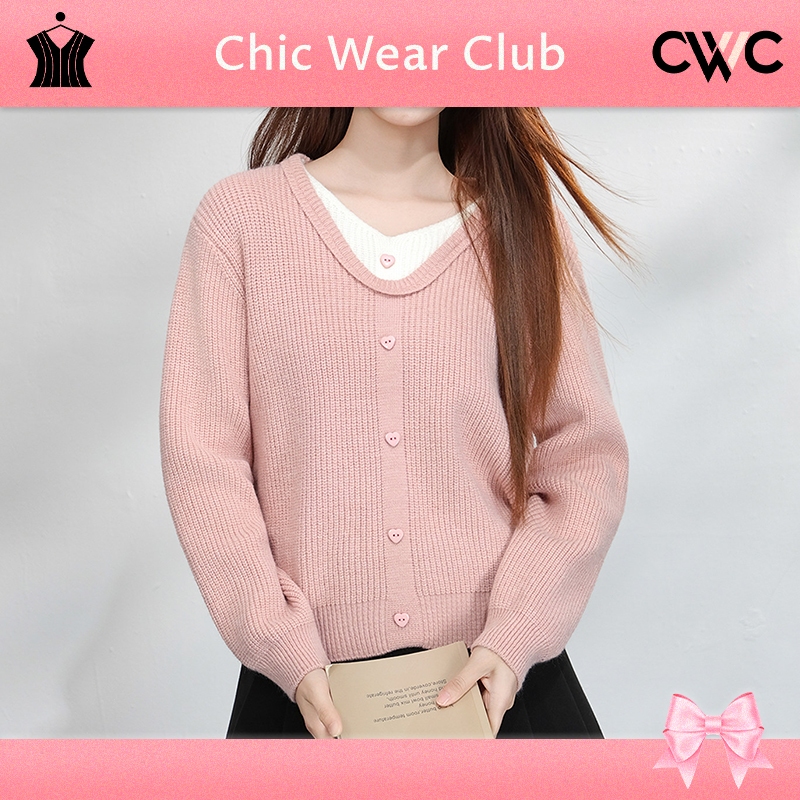 CWC - Atasan Sweater Rajut KnitWear - Korean Style Gaya Lembut Kerah V-neck