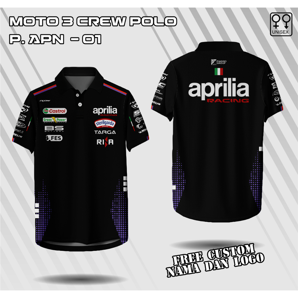 Jersey kerah zipper Crew Motogp Aprilia Racing 2026 kerah kancing kaos moto gp aprilia jersey aprili