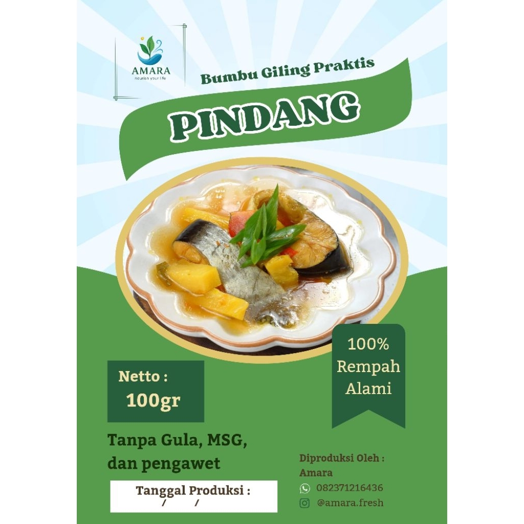 Bumbu Giling Praktis 100% Rempah Alami - Pindang Patin - Amara