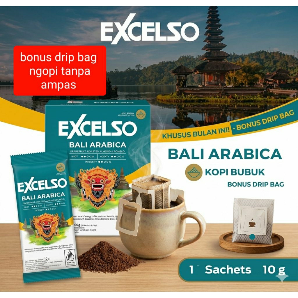 Excelso kopi bali arabika single serving sachet