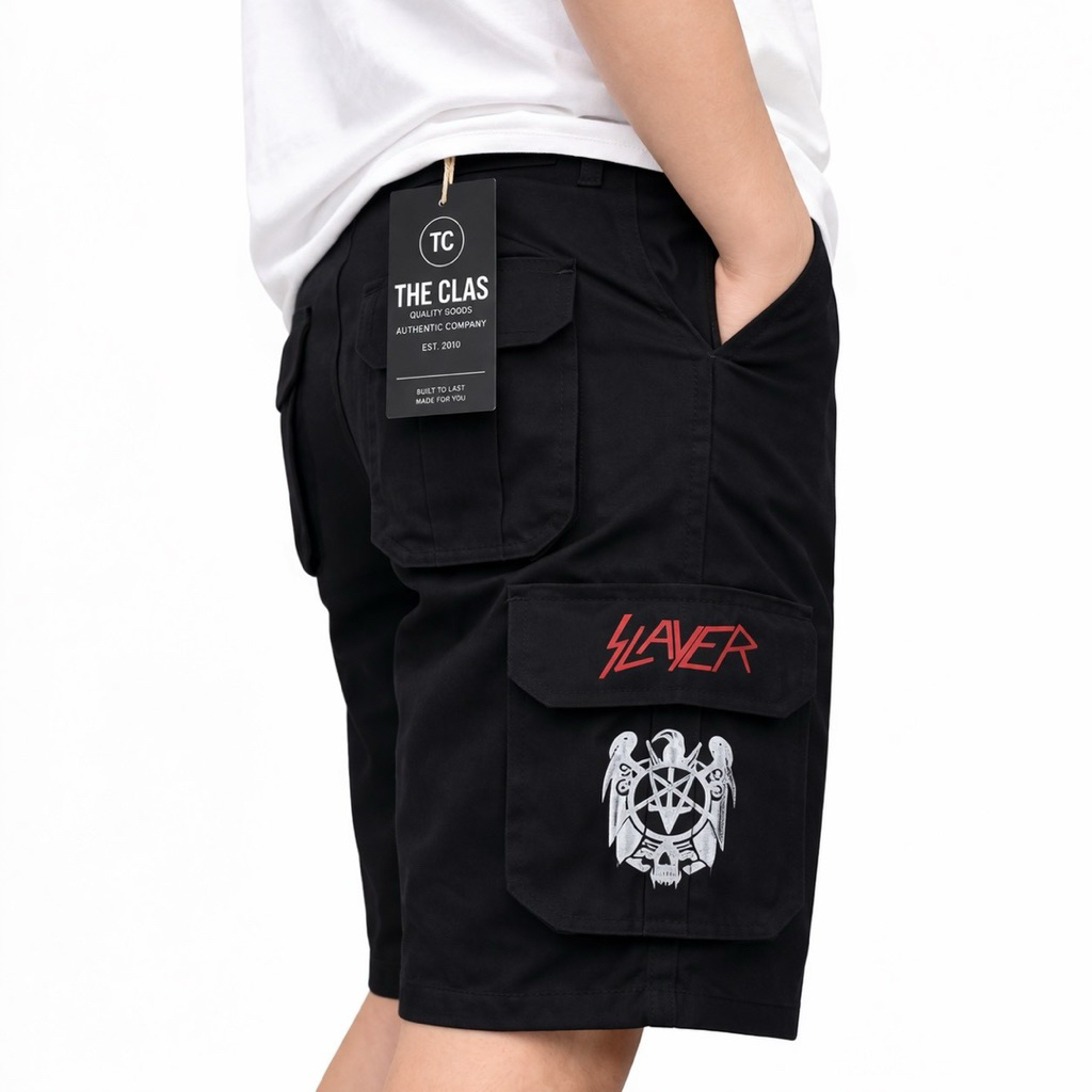 CARGO BIG SIZE 28-42 - CELANA CARGO PENDEK TERBARU / CELANA CARGO PENDEK BORDIRAN BAND ROCK METAL - 