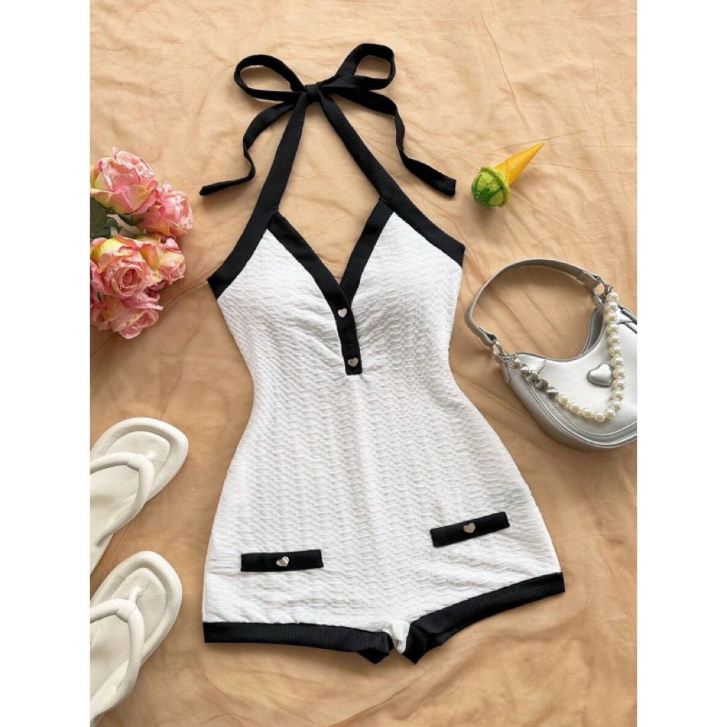jumpsuit pantai halter backless