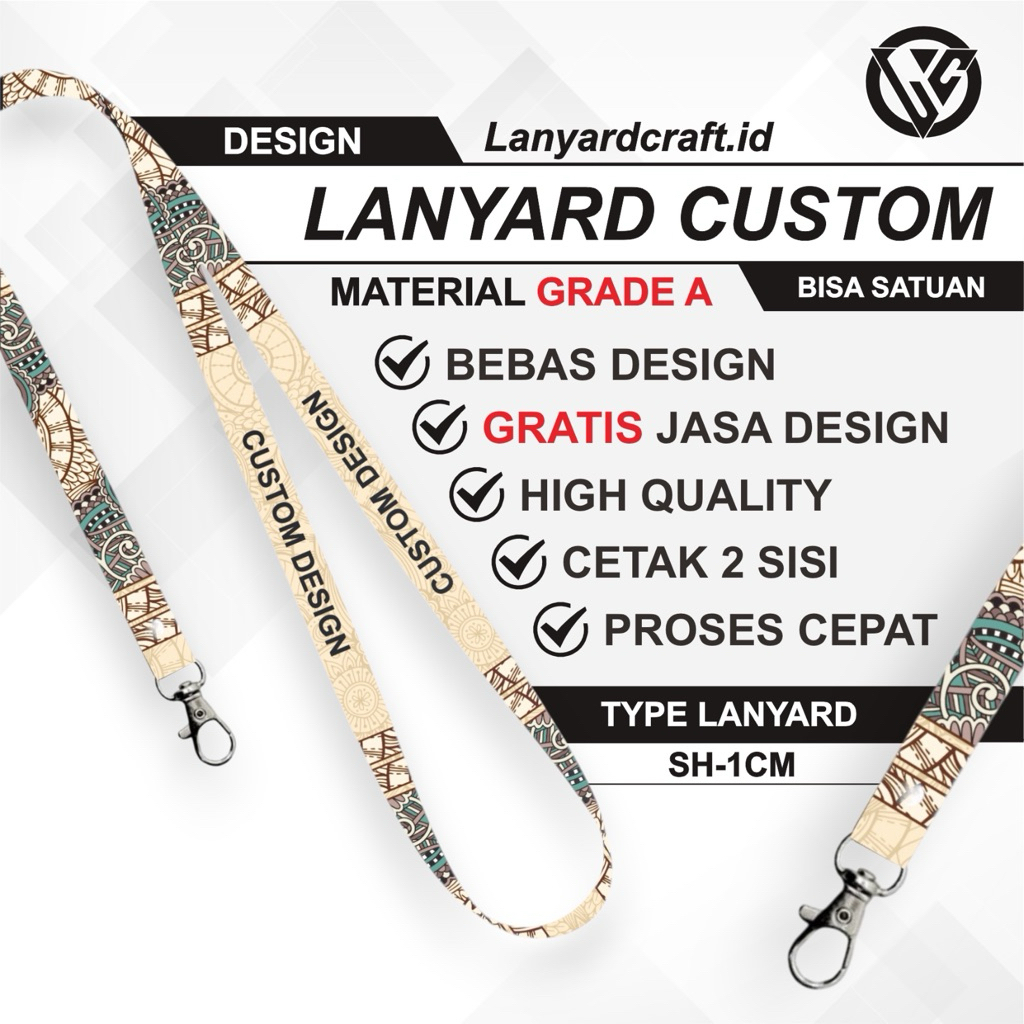 [CUSTOM SATUAN] Custom Lanyard Size 1cm Type SH Lanyard Id Card Printing / Lanyard Custom Desain Sat