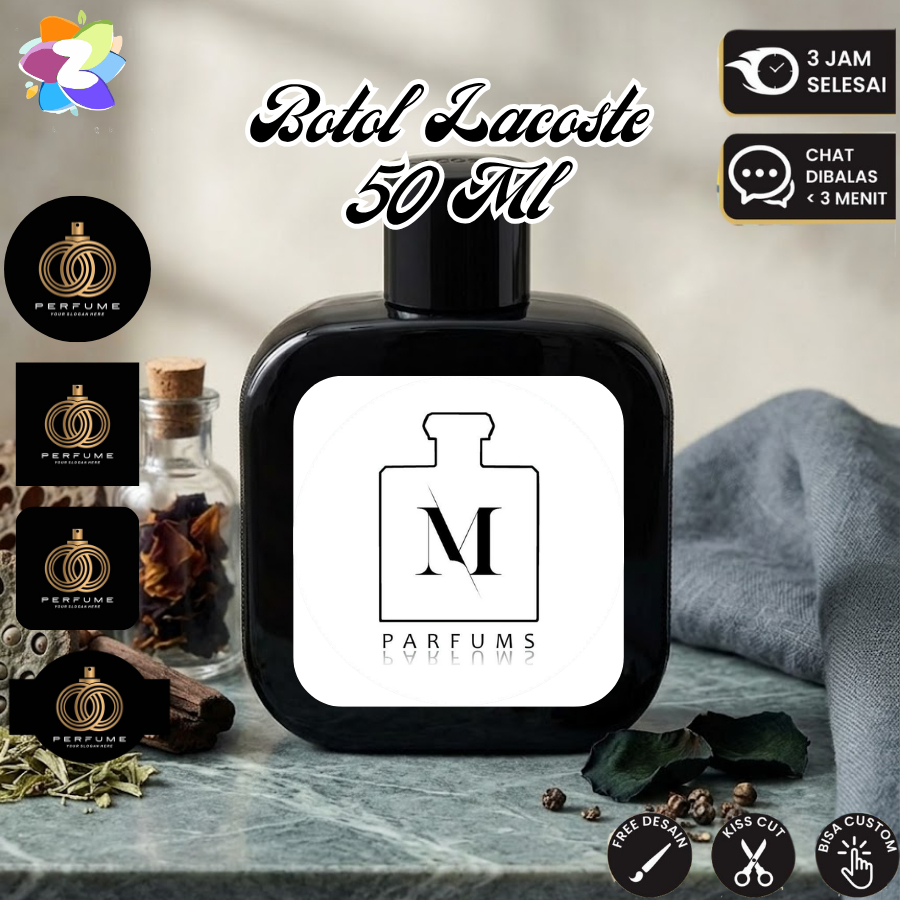 Stiker Botol Parfum Lacoste 50 ml Parfume Sticker Label Custom LACOSTE Anti Minyak