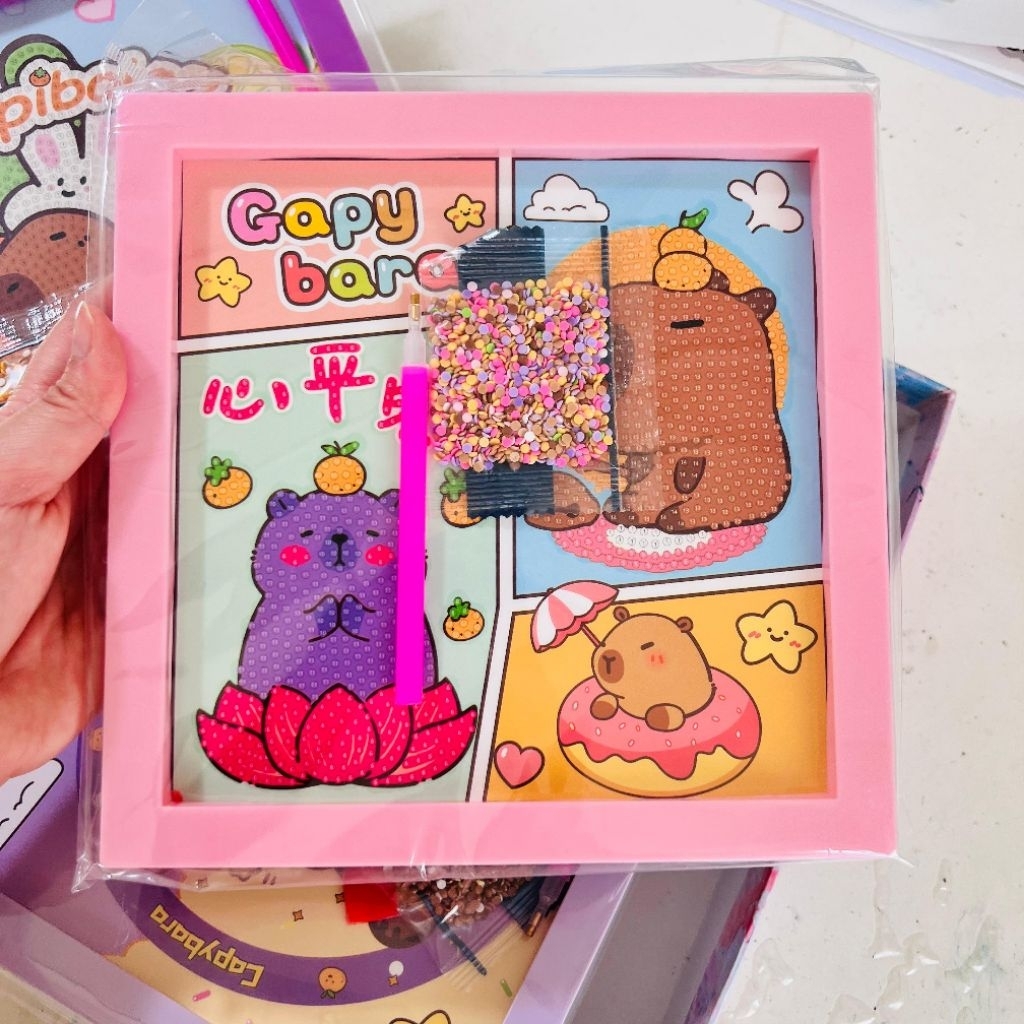 Mainan DIY Diamond Painting/Tempel Manik Manik/Stiker Tempel Manik/Mainan Edukasi Gambar Capybara