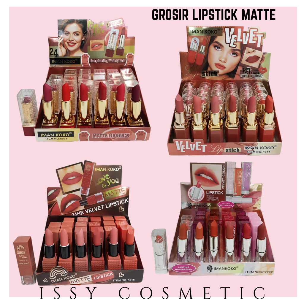 (LUSINAN) Lipstick Iman Koko Matte New Waterproof Lipstik Merah Nude.