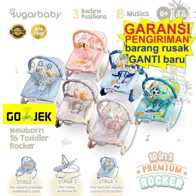 READY BOUNCER PIANO NO SUGAR BABY SUGARBABY BOUNCER DELUXE 1 RECLINE 3RECLINE TEMPAT TIDUR GETAR MUS