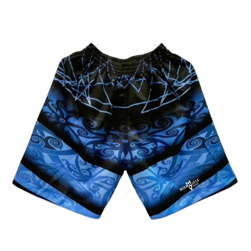 celana voli kolor volleyball full printing voly vollyball Lotto Tebal motif batik biru hitam