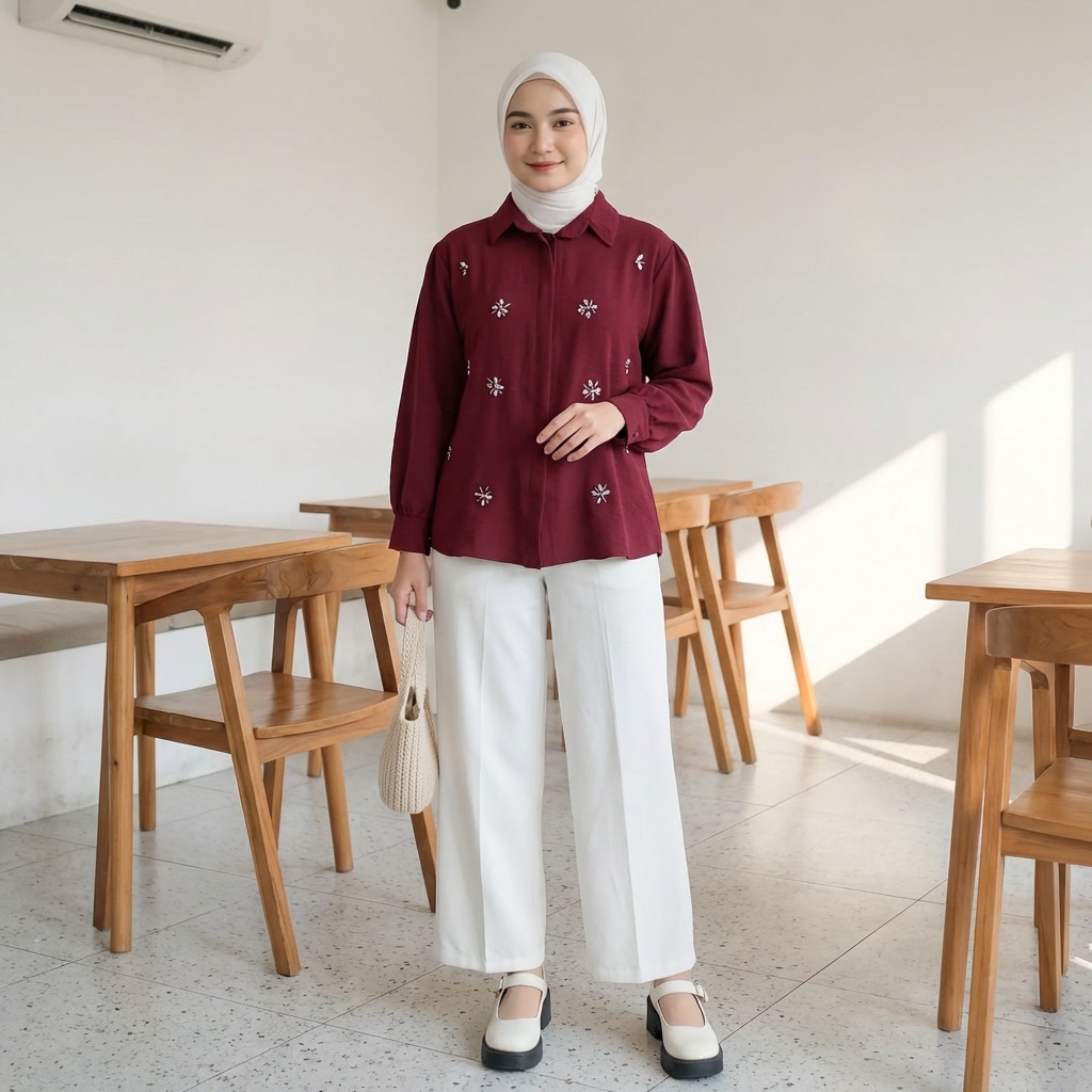 ADL - BAJU ATASAN KEMEJA CELIN CRINGKEL AIRFLLOW PREMIUM MOTIF PAYET MUTIARA ATASAN WANITA TERBARU