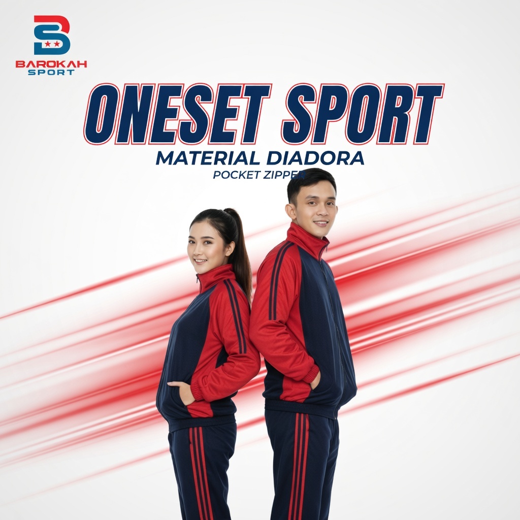 Hm Barokah - Setelan Pakaian Olahraga Pria Wanita One Set Jaket Celana Olahraga Unisex Seragam Pakai