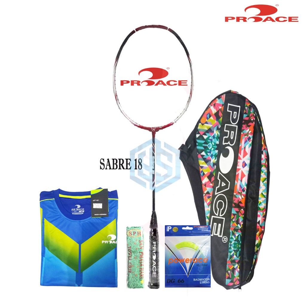 Raket Badminton ProAce Sabre 18 Bonus Komplit Raket Pro Ace Sabre 18