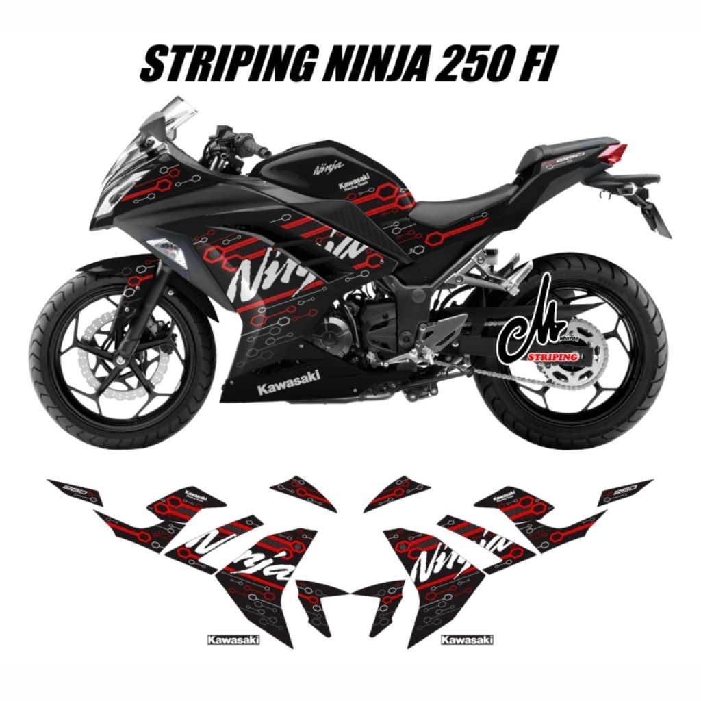 Stock Decals Sticker Ninja 250 Fi Old 2013 - 2017 / Stiker Striping Ninja Fi 250 Lama