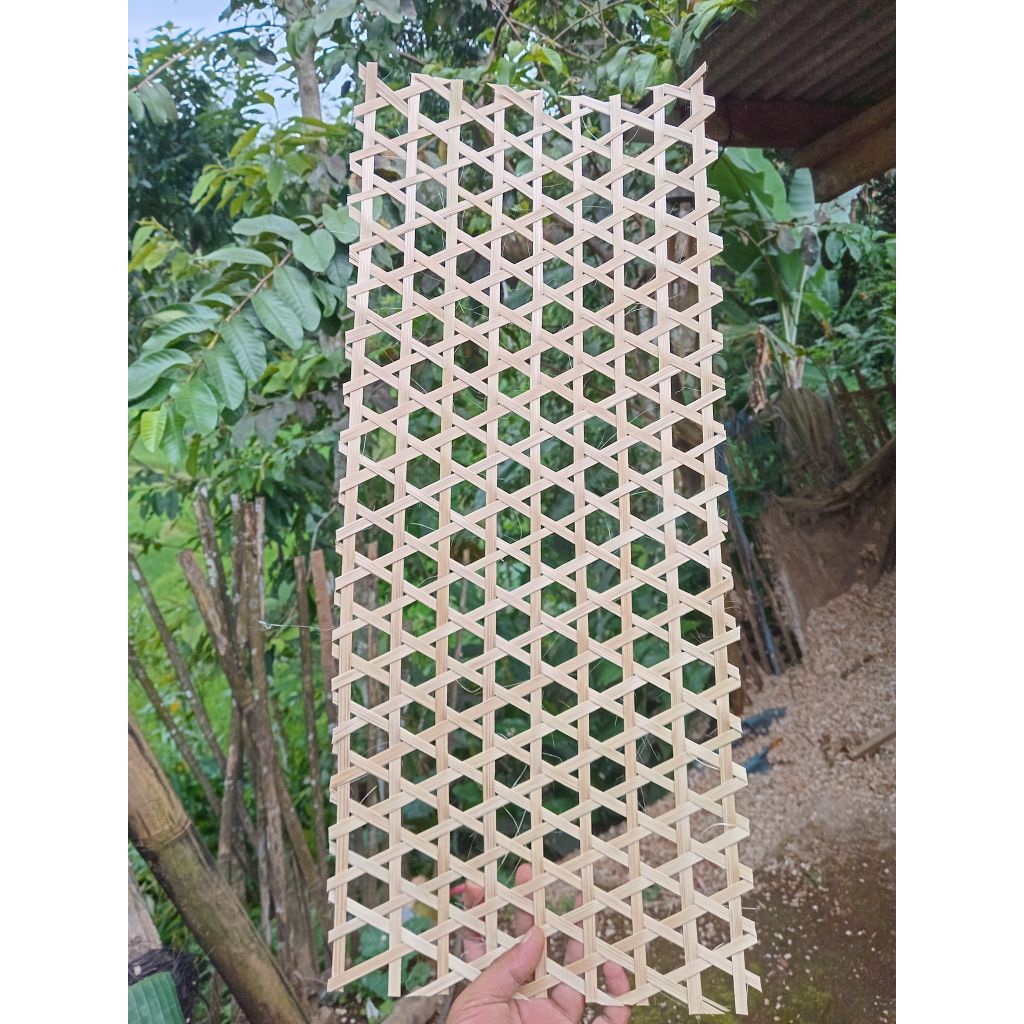 anyaman lembaran anyaman partisk decorasi ayaman bambu