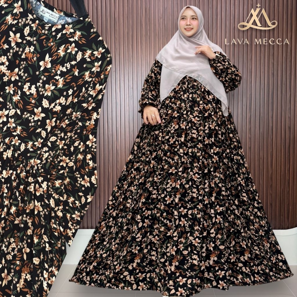 LD 110 | LD 120 | LD 130 Baju Gamis Bahan Rayon Diamond Motif Bunga NADIRA MAXI JUMBO