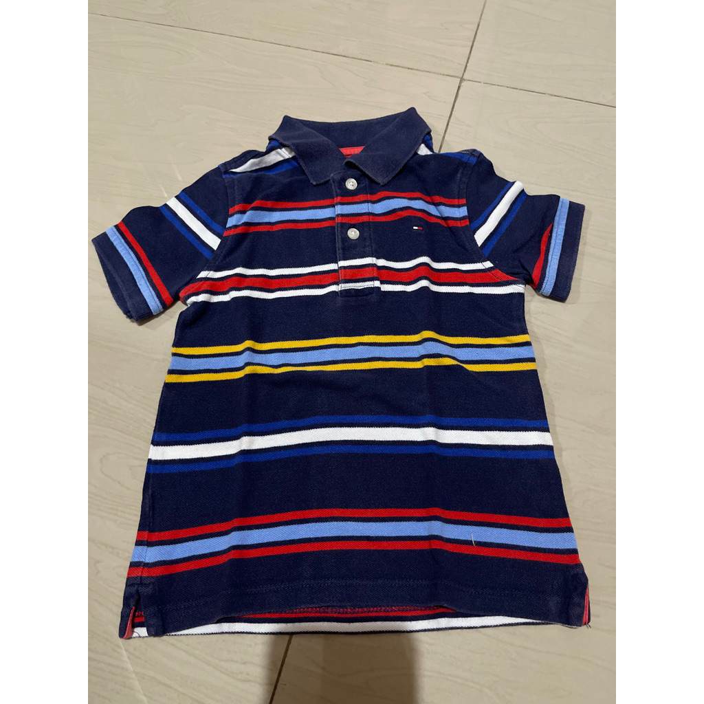 kemeja kotak anak tebal/kaos kerah salur tebal anak cowok tommy hilfiger 2-5 tahun