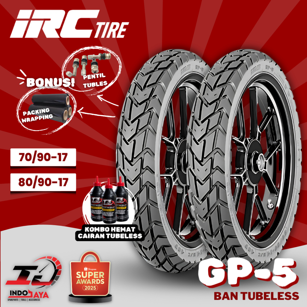 [READY COD] BAN LUAR TUBELESS IRC GP5 (70/90-17 - 80/90-17) BAN BEBEK DEPAN BELAKANG / GP 5 / GP-5 /