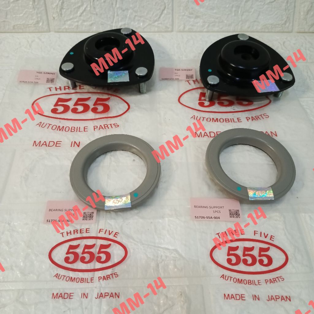 KARET SUPPORT SHOCK + BEARING SUPPORT DEPAN CRV GEN 2 2003-2006 STREAM CIVIC ORI 555 JAPAN 4PCS
