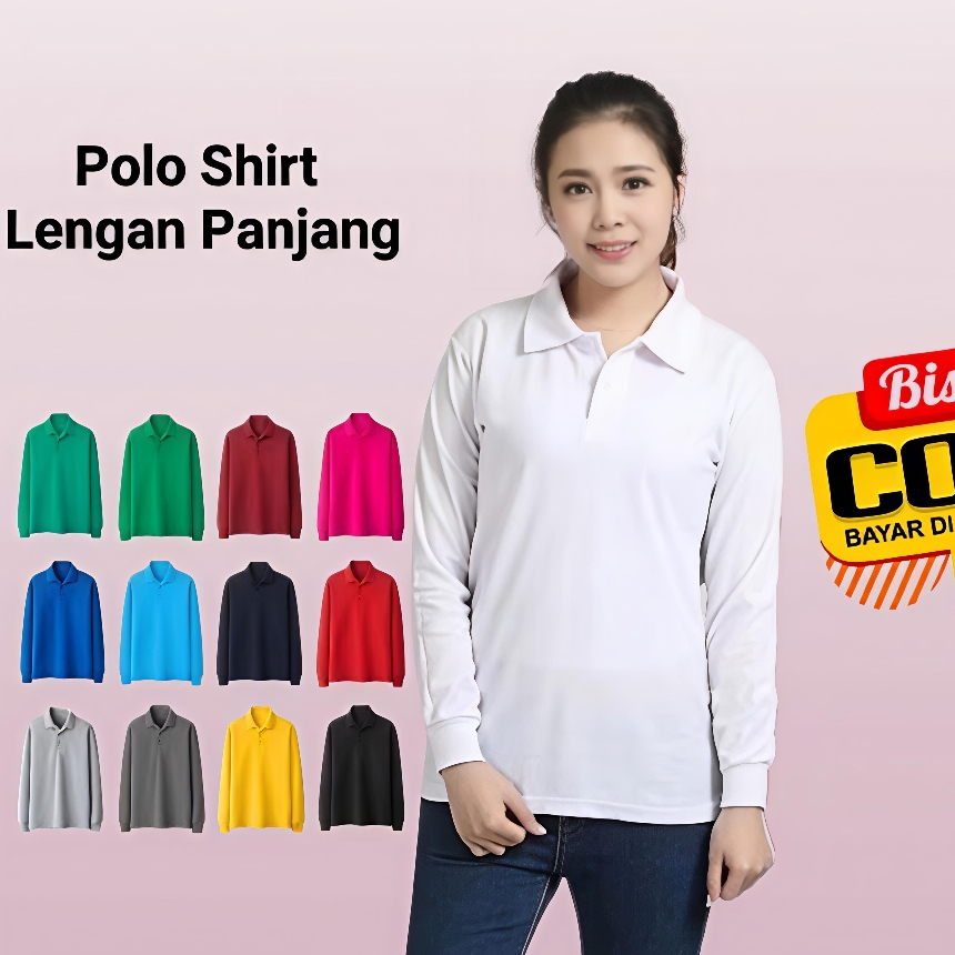 Baju Kaos Polo Kerah Wanita Lengan Panjang Desain Polos Bahan Adem Dan Lembut Bisa Buat Seragam