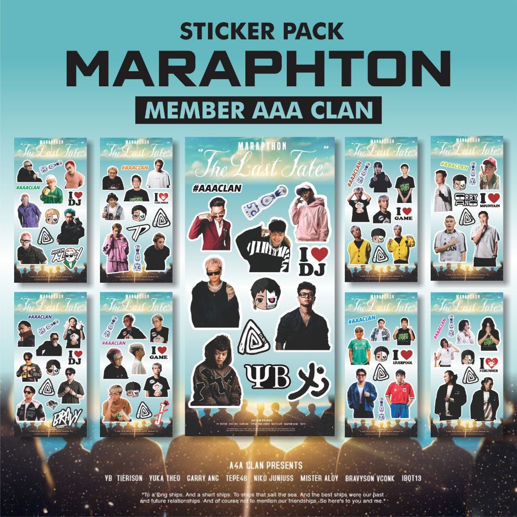 STIKER DECO MARAPHTON AAA CLAN ALL MEMBER (REZA ARAP, ALOY, BRAVY, TEPE 46, GARRY ANG, TIERISON, YUK