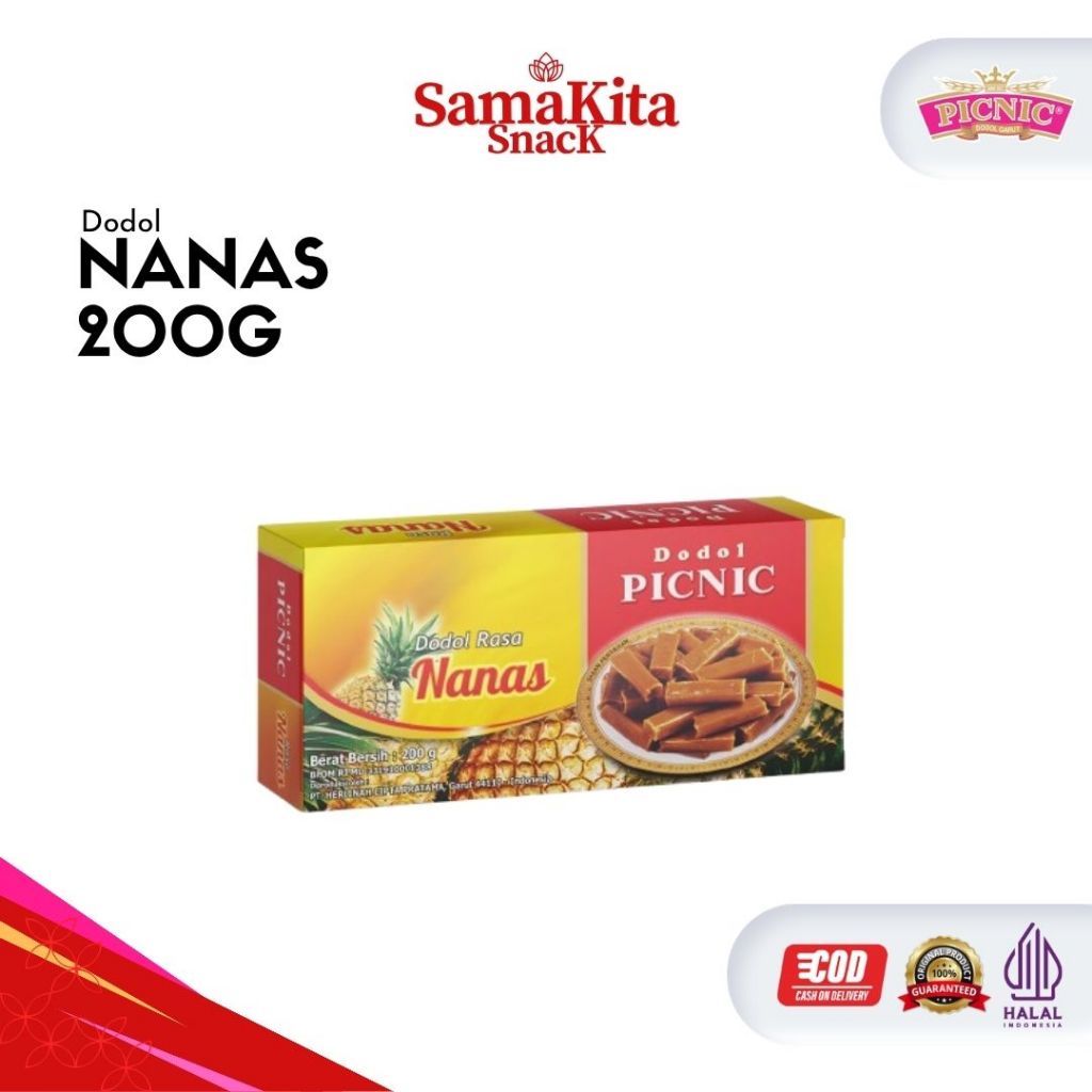 Dodol Garut Asli Picnic Original Rasa Nanas 200g / Dodol Picnic / Dodol Buah