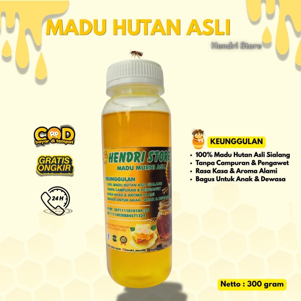 MADU HUTAN ASLI 300 Gram 100% tanpa campuran meningkatkan stamina tubuh,menyembuhkan batuk dan lambu