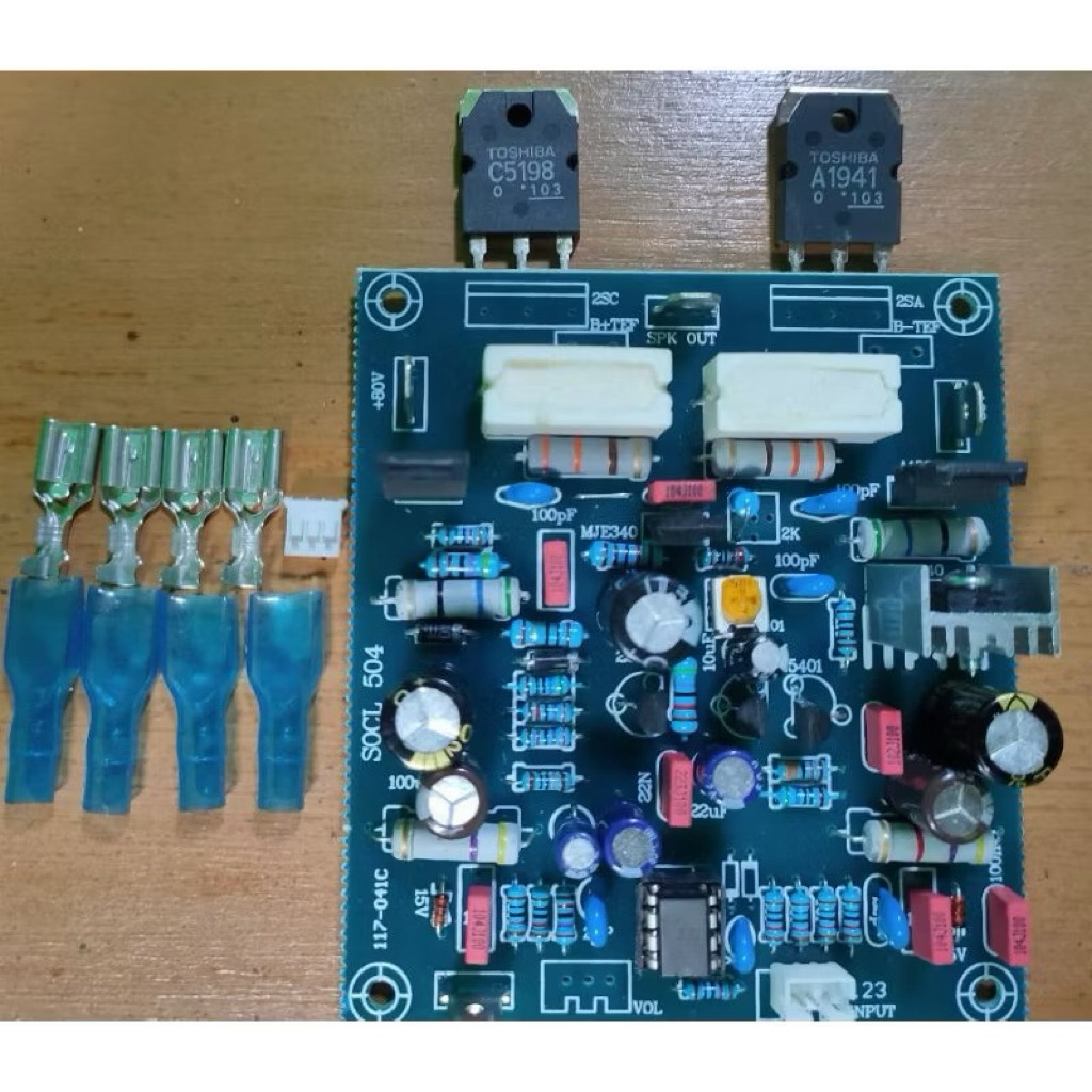 Kit Power Amplifier SOCL 504 TEF + INPUT BALANCE - komponen super (FIBER FR4)