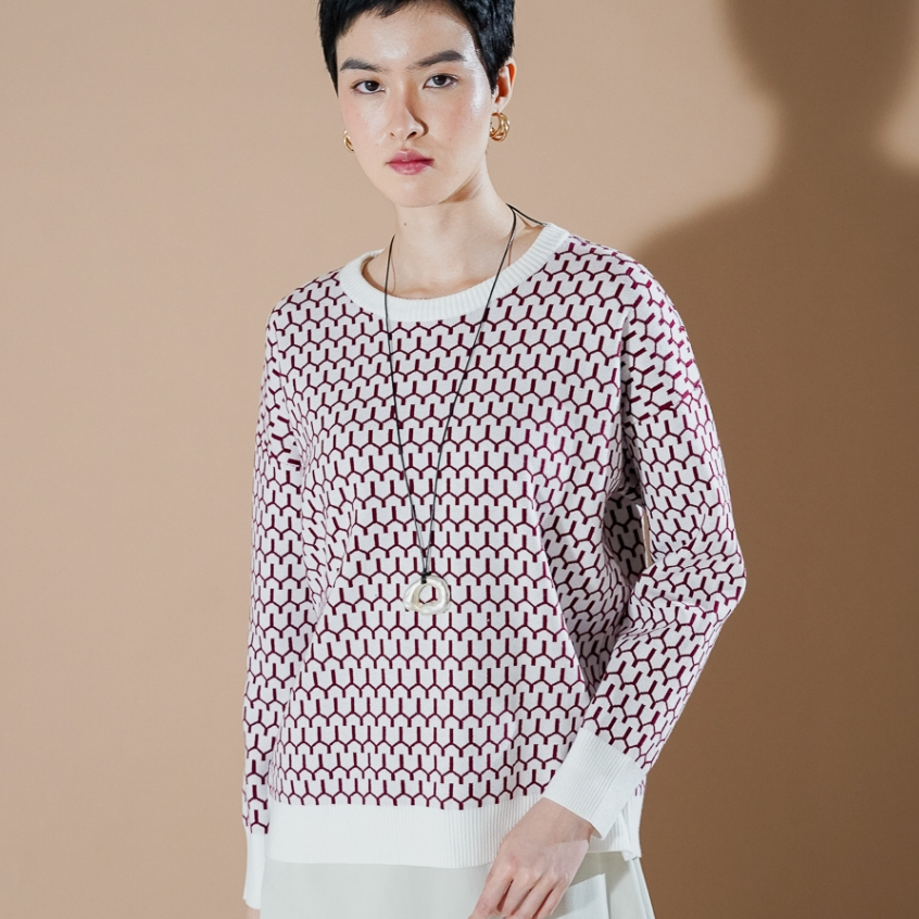 This Is April Amelie Sweater Outerwear Atasan Wanita Lengan Panjang Kekinian Patterned Knit Halus Le