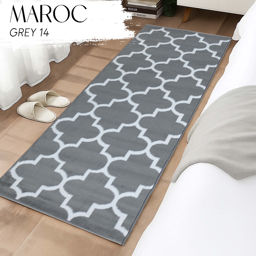 MAROC Karpet 80X200 GREY 14, Karpet Lantai, Karpet Bawah Meja,Karpet Bawah Kasur