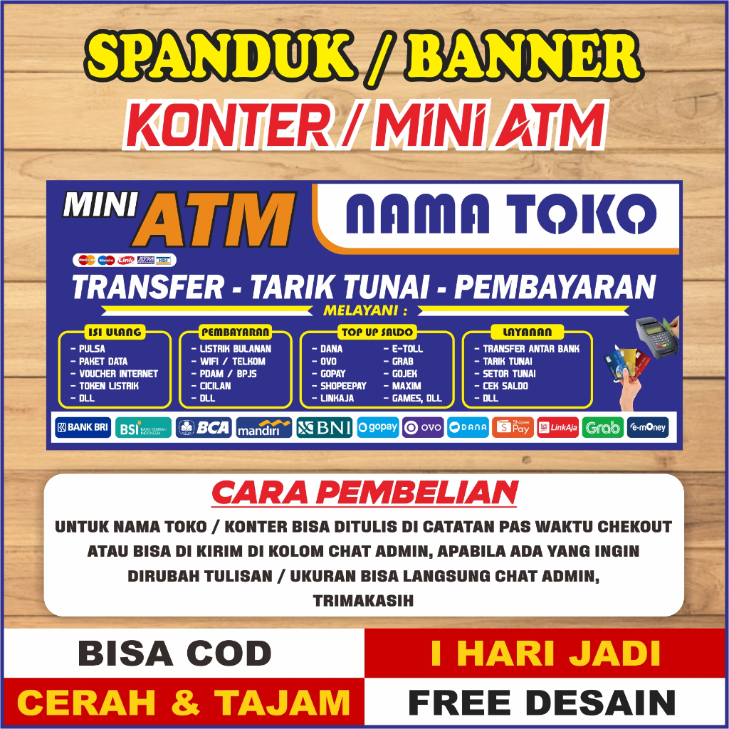 SPANDUK/BANNER konter pulsa/ATM mini BACKDROP KONTER/MINI ATM terrrmurahhh