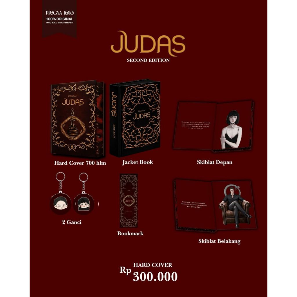 (BONUS PHOTOCARD/POSTCARD) Novel Judas Extra Jacket Book - Ezra San - Second Edition