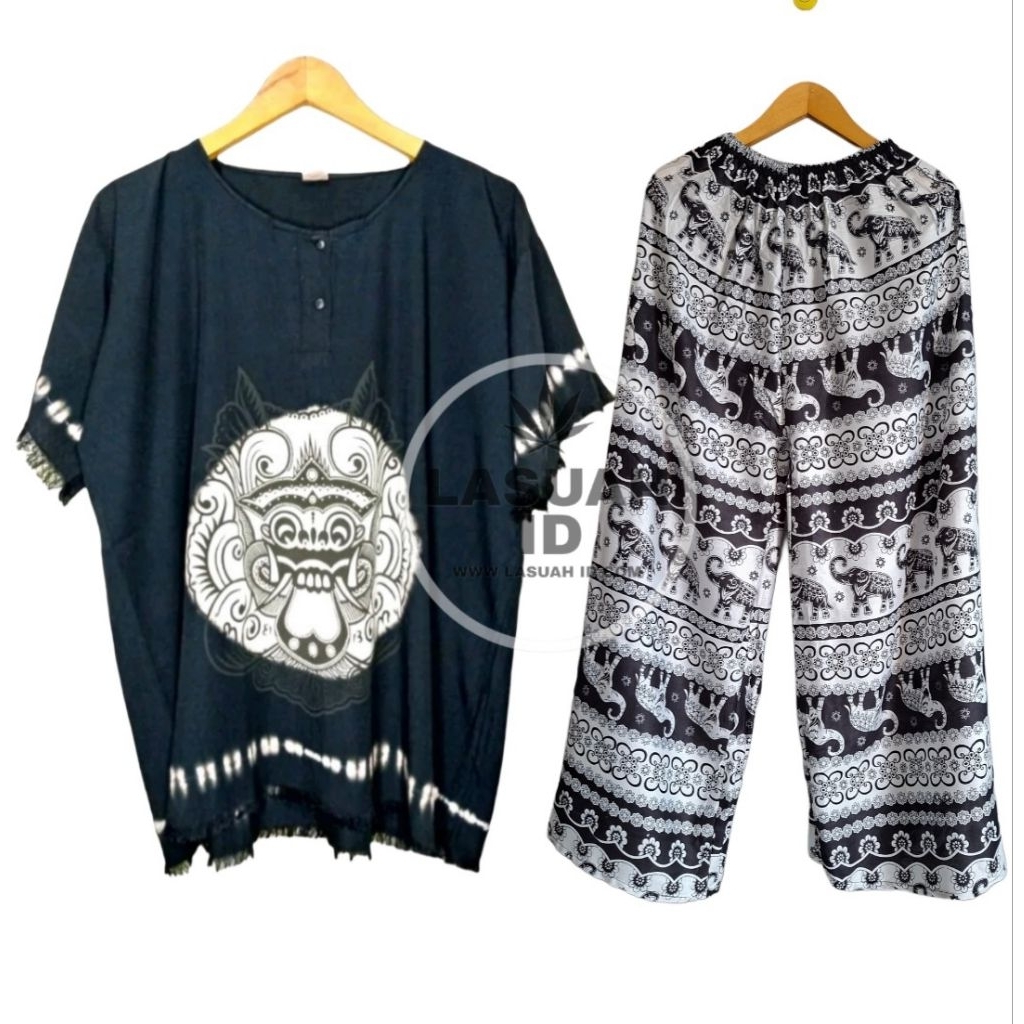 Lasuah_Id setelan baju barong dan celana gajah - setelan baju pantai pria dan wanita - setelan celan