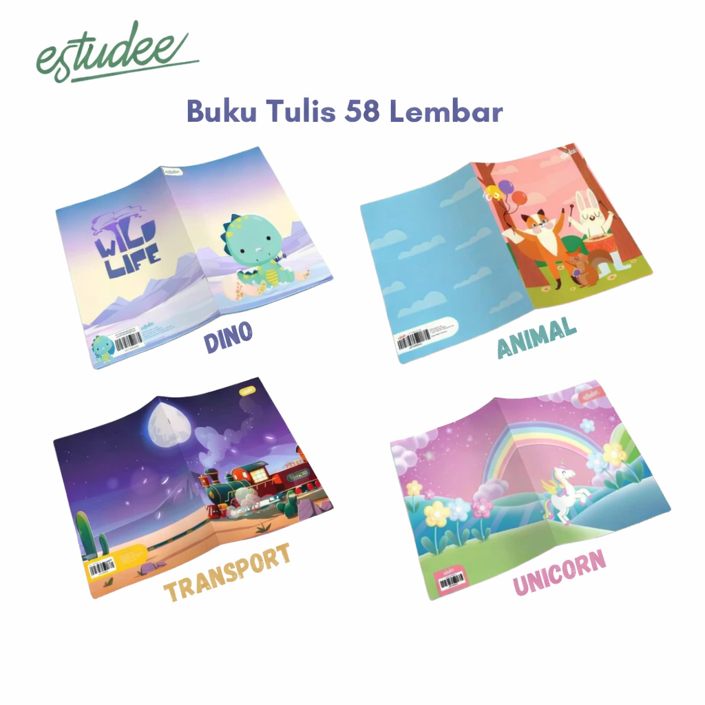 Buku Tulis Estudee 58 Lembar Kwarto / Buku Tulis Sekolah Estudee 38 Lembar