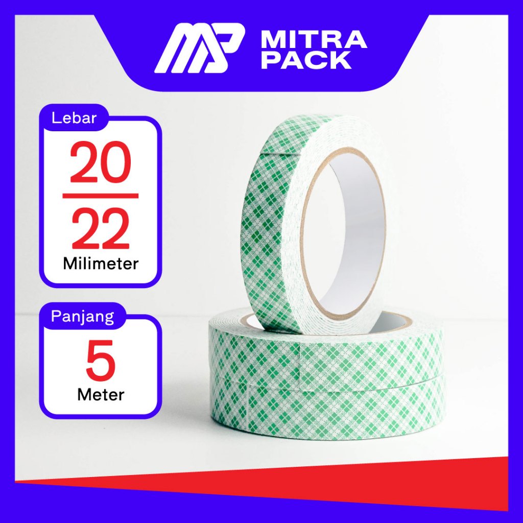 EVA Double Foam Tape / Lakban Busa | Putih Batik | Aneka Ukuran 20-24mm x 5 Meter | 1 Pcs/Roll (Satu
