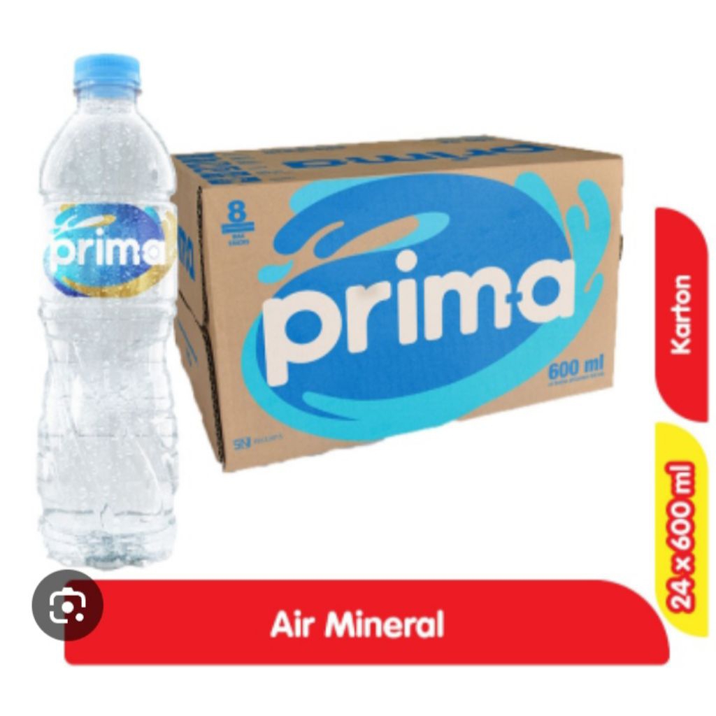 prima air mineral botol 600 ml 1 dus isi 24 btl