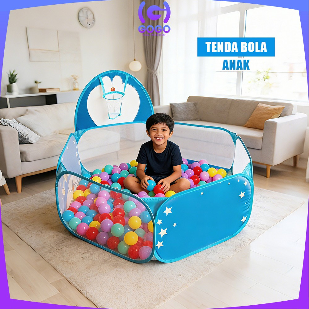 Tenda Mandi Bola Anak GOGO-M7 Ukuran 1.2 Meter dengan Keranjang dan Ring Basket untuk Hadiah Ulang T