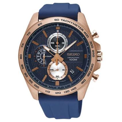 Jam Tangan Pria Seiko Chronograph SSB290 SSB290P1 Strap Rubber Blue Color Blue Dial Original Garansi
