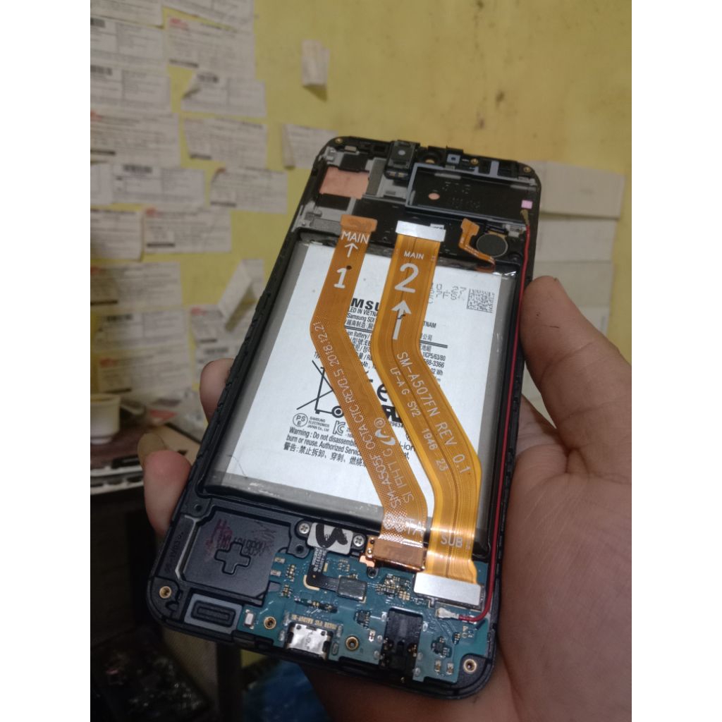 Samsung a50s (a507fn) papan cas dan fleksibel cas  fleksibel lcd original copotan