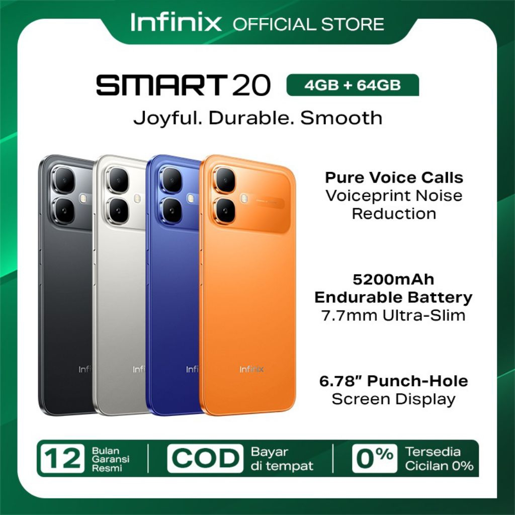 infinix smat 20 ram 4/64 baru