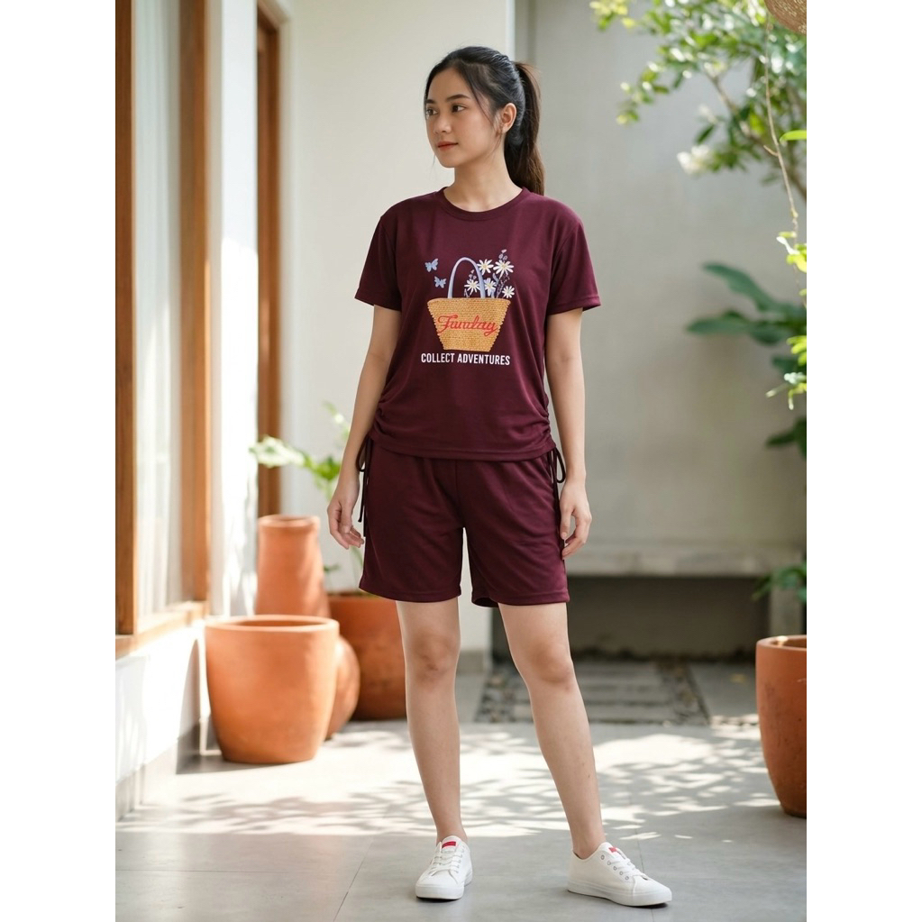 Setelan 3/4 Celana Pendek Tangan Pendek  Bahan Voxy Premium / Oneset 3/4 Voxy Premium Bear