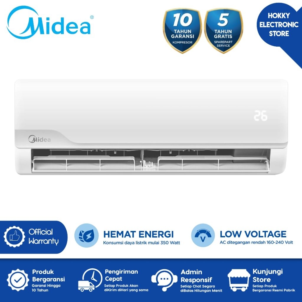 MIDEA MSFC-05CRN2X AC 1/2 Pk Midea Standard 360 Watt R32 5.000 BTU Garansi Resmi Midea Indonesia Mid