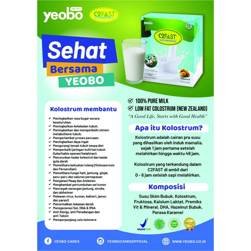 Yeobo C2FAST Kolostrum – Susu Kolostrum NZ untuk Imun, Energi, & Kesehatan Tubuh